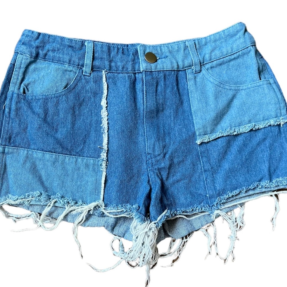 Patchwork Denim Shorts